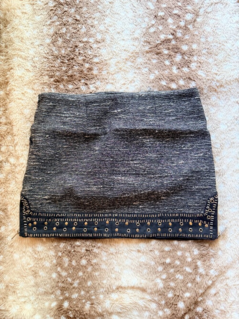 Size M English Rose Black Gold Sparkle Embellished Mini Skirt - Picture 2 of 6
